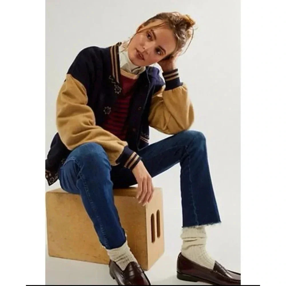 NWT Free People Home Run Varsity Bomber Jacket - Picture 15 of 16